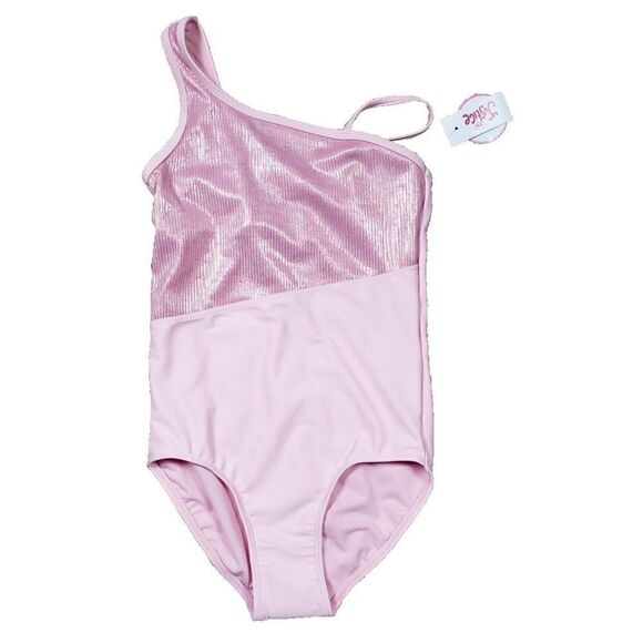 New Justice Swimsuit Size 12 Girls Pink One Piece UPF 50 Barbiecore Beach - Picture 1 of 9
